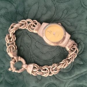 Sterling Silver Byzantine Chain  Watch Bracelet Ladies Quartz RS